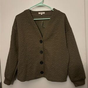 Madewell olive green flower quilted cardigan BRAND NEW